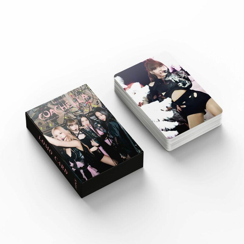 55 szt./Kpop zestaw do czarno-różowych albumów urodzonych różowych fotokardów JISOO JENNIE LISA ROSE kolekcjonerska kolekcja LOMO zestaw kart dla fanów