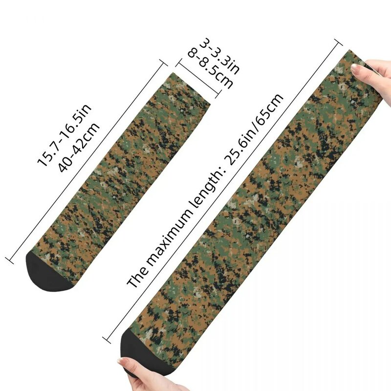 Hip-hop MARPAT Woodland Camouflage Camo Soccer Socks Military Polyester Middle Tube Socks for Unisex Breathable