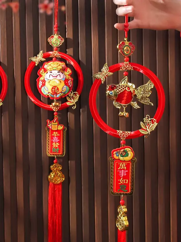Ano Novo Chinês pendurado decorações, pingente pequeno, interior, sala de estar, cena, atmosfera