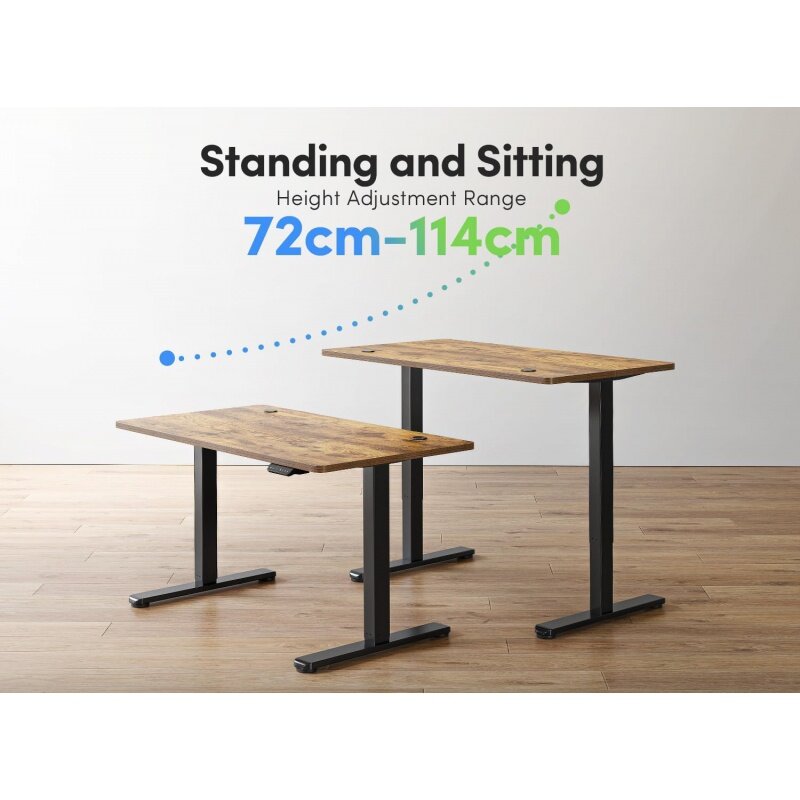 Meja berdiri listrik FEZIBO, meja berdiri listrik, tinggi 55x24 inci dapat disesuaikan, dudukan kantor rumah, meja komputer, pedesaan