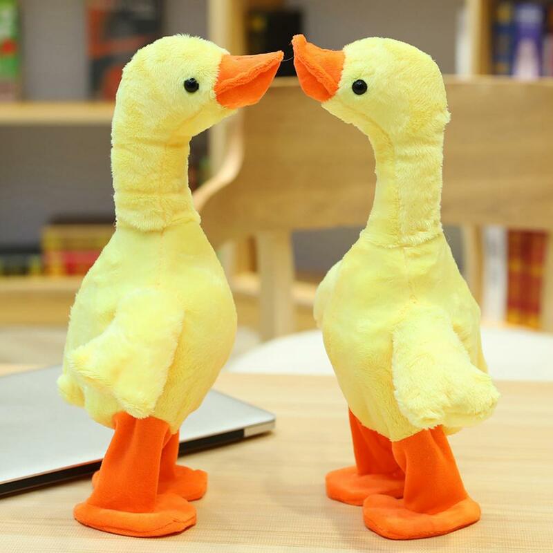 Electric Plush Duck Toy Musical Funny PP Cotton Educational Yellow Duck Stuffed Toy Singing Prank Funny Grotesque Toy for Relax