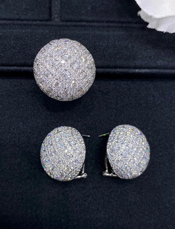 LUOWEND-18K brincos de argola de ouro branco para mulheres, diamante natural real, luxo e design brilhante, banquete sênior, alta joalheria