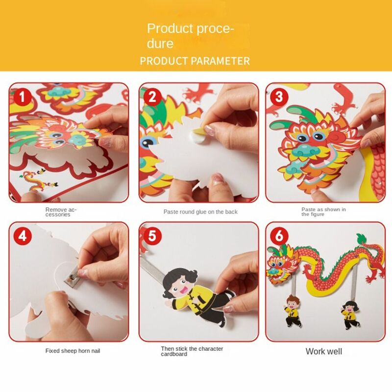 Handmade Chinese New Year Dragon DIY Delicate Dragon Making Material Pack Educational Creative Paper Cutout Gift