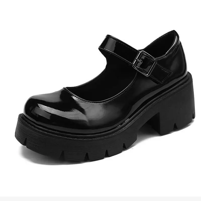 Sepatu Lolita Jepang wanita sepatu Vintage seragam siswa perempuan sepatu Platform hak tinggi Cosplay ukuran Plus