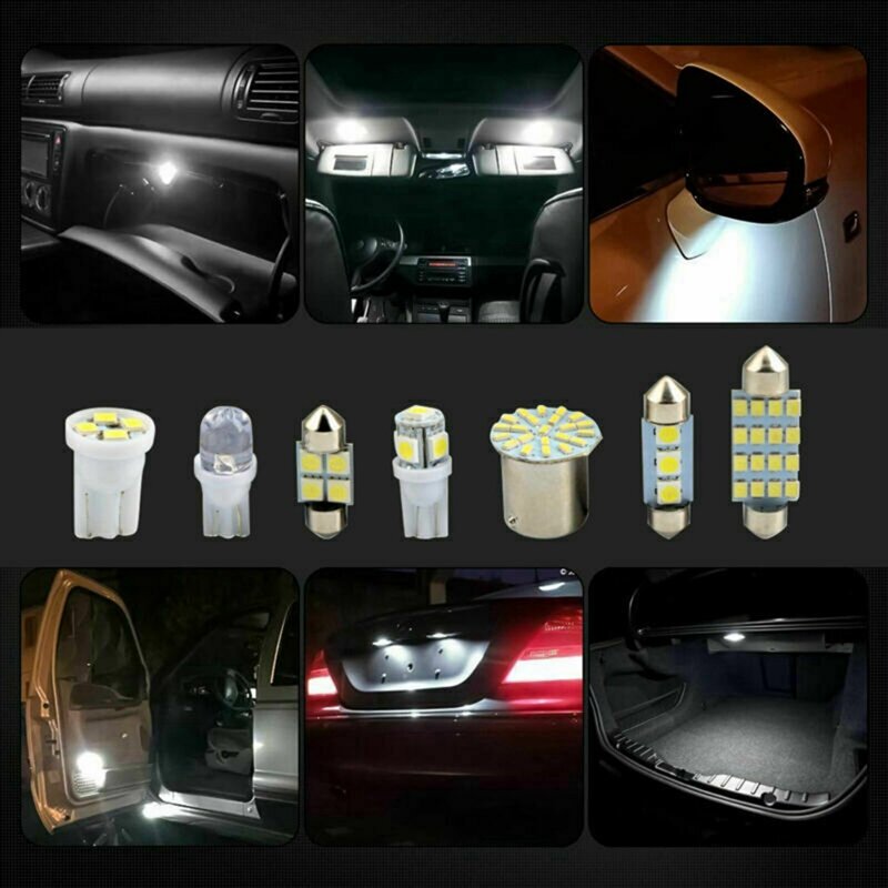 2Pcs 6000K White 1157 50SMD Tail Brake LED Lights Bulb With 14 Assorted LED Inside Light Dome Trunk Map Plate Lamp Bulb