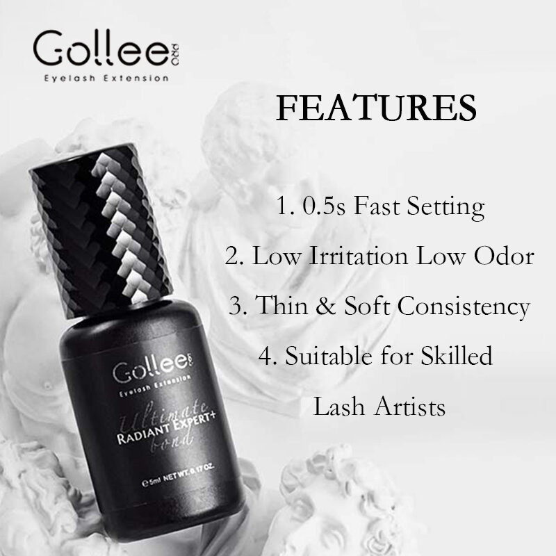 Gollee 0.5-1s Fast drying lashes glue Latex-free Eyelash Extensions Glue Professional Waterproof eyelash Lash extension supplies