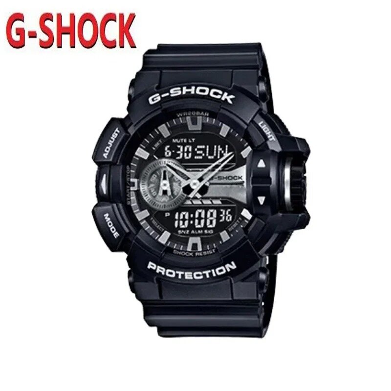 G-SHOCK jam tangan kuarsa multifungsi pria, untuk olahraga luar ruangan, tahan guncangan, Dial LED, tampilan ganda, seri GA-400, modis, baru