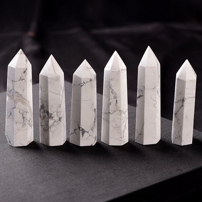 1pc Natürliche Weiß Türkis Stein Quarz Kristall Punkt Healing Zauberstab Probe
