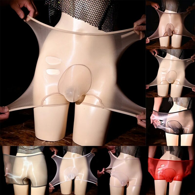 Sexy Mesh Sheer Men Underwear Boxer Brief Sheath Trunks Pantyhose Underpants