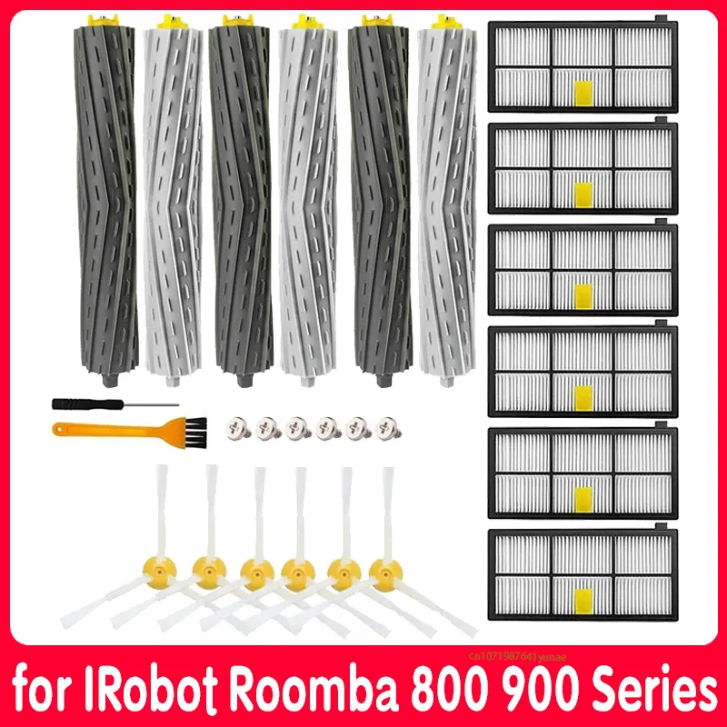 IRobot Roombaフィルター,メインサイドブラシパーツキット,シリーズ800, 860, 865, 866, 870, 871, 880, 885, 886, 890, 900, 960