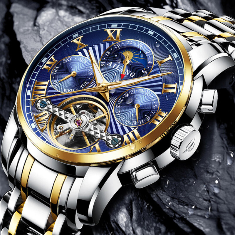 Ailang Herren uhr Top Marke Luxus Tourbillon automatische mechanische Uhren Männer Mondphase Skelett männliche Uhr Relogio Masculino