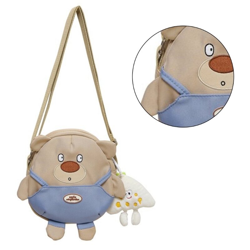 Multifunctional Bear Shoulder Bag Phone Purse Travel Nylon Crossbody Bag Suitable for Various Occasion