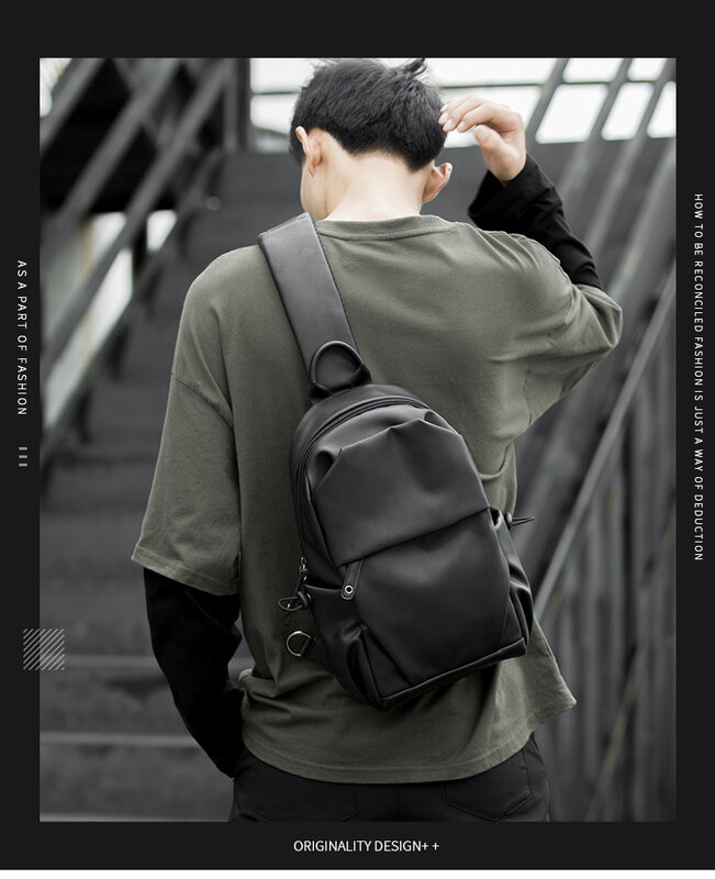 Herren minimalist ische lässige Leder Trend Single Shoulder Umhängetasche, kleine Reisetasche, leichter Diagonal rucksack