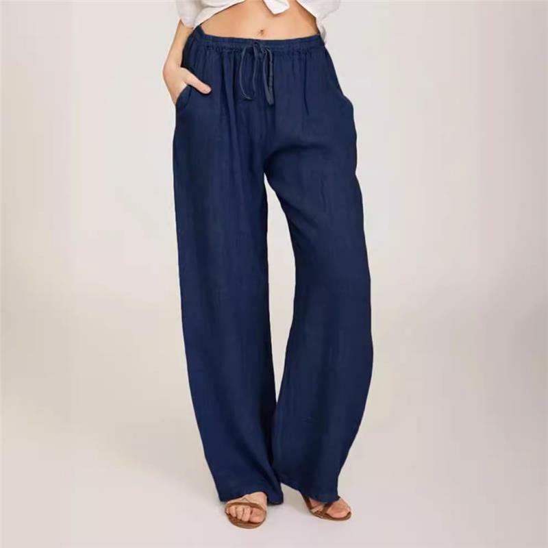 We.Fine Summer and Autumn New Casual Women's Wear in Europe America and Europe Large Loose Cotton Hemp Casual Pants