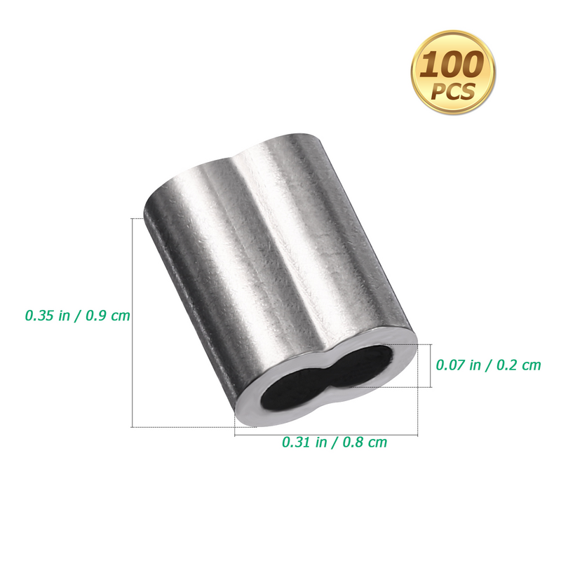 Accessorio per la gestione dei cavi a crimpare in filo di acciaio di alluminio a forma di 8 pezzi da 100 pezzi (argento)