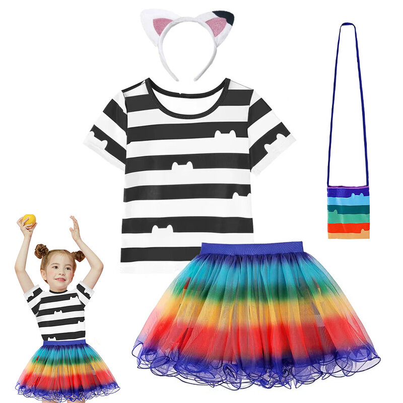 Conjunto de falda de casa de muñecas de Gabby para niños, traje de Cosplay de gato Gabby, fiesta para niñas, 3 a 8 años