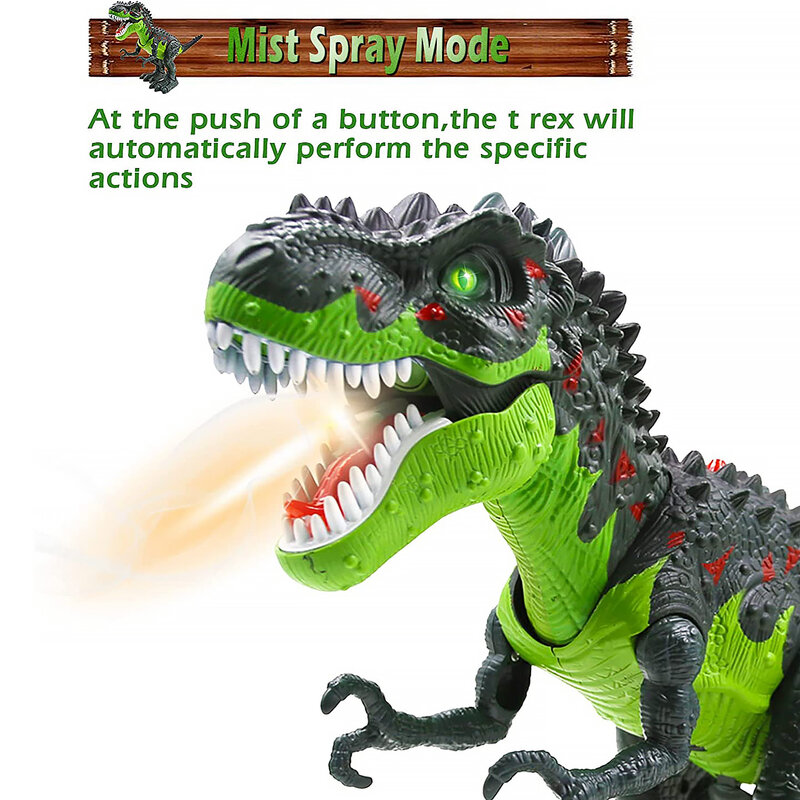 恐竜のおもちゃのウォーキング-rextyrynosaurusシミュレートされた炎のスプレー耳耳をケアする男の子のための音のおもちゃages3