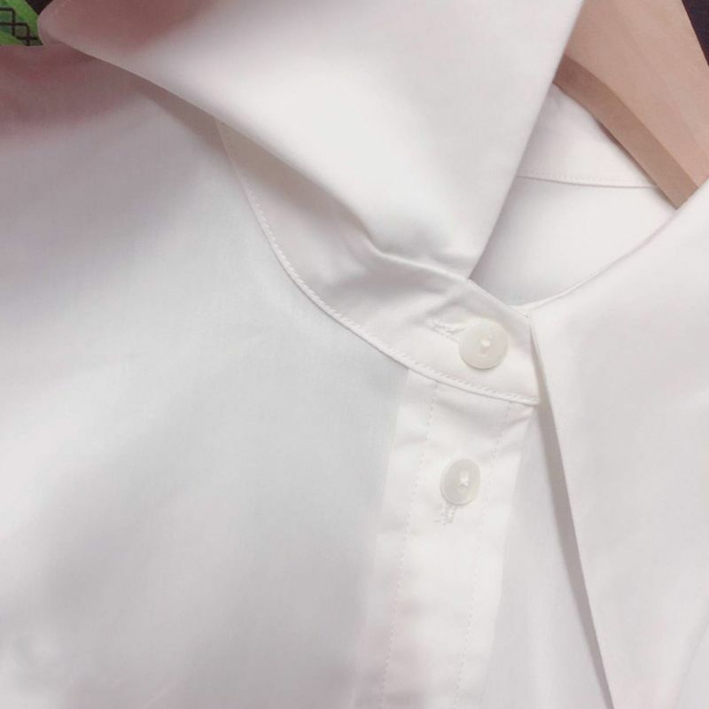 Office Ladies Women Elegant Cotton Detachable Half-Shirt Blouse Solid Color Pointed for Triangle Lapel False Fake DropShip