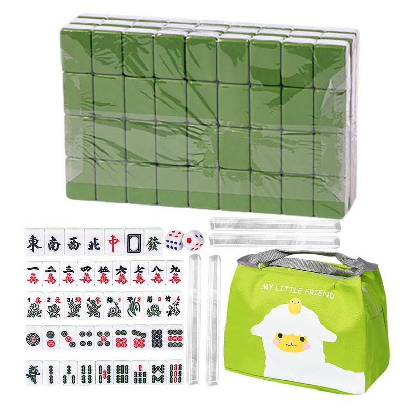 Juego de Mini azulejos de melamina Mahjong chinos portátiles, azulejos de 1,0 pulgadas con bolso de viaje, Mahjong chino, 144
