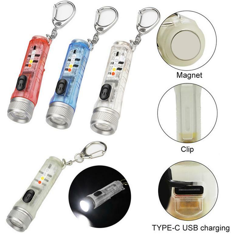 Mini Lanternas LED Chaveiro, Alto Lumens, Lanterna LED de Bolso, Longa Duração, IP65 Impermeável, USB