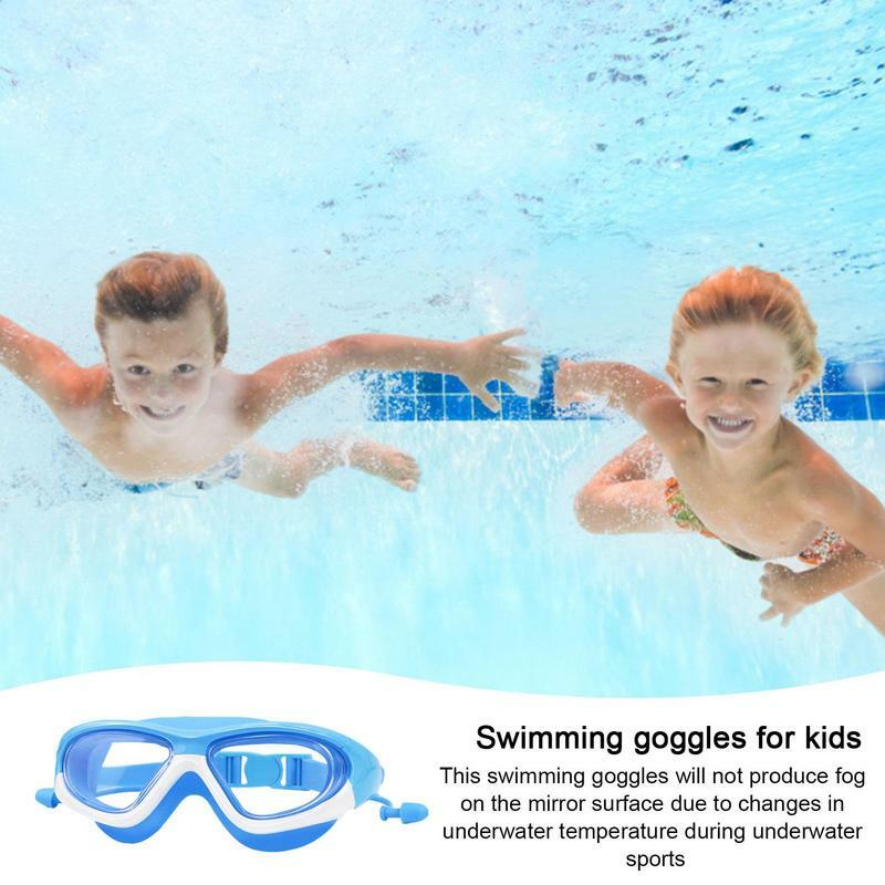 Gafas de natación con tapones para los oídos para niños y adolescentes, gafas de natación cómodas para jóvenes, a prueba de fugas