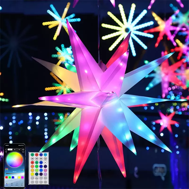 Dia60CM RGBIC Smart Explosion Star Fairy Light Bluetooth APP fuochi d'artificio luce natale Starburst Light Garland per decorazioni natalizie