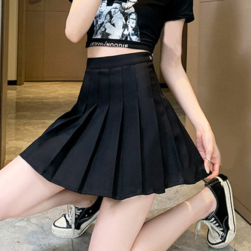 Girls High Waist Tennis Japanese School Mini Skirt 2024 New Style Drop-shipping