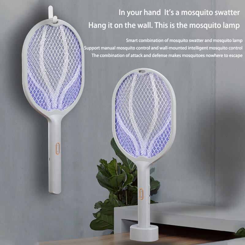 Electric Shock 2in1 Mosquito Killer Purple Light Trap Flies Swatter USB Rechargeable Household Eable Summer Bug Zapper Mosquito