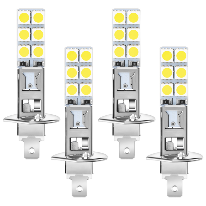 Kit de bombillas LED para faros antiniebla, 4 piezas, H1, 6000K, Super White, 80W