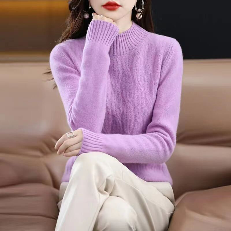 2024 maglione Pullover con collo alto impilato da donna maglione lavorato a maglia invernale a maniche lunghe maglieria calda di alta qualità