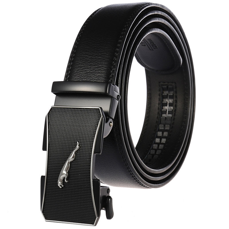 New 3.5cm Men's Leather Automatic Buckle Belt With High-Quality Business And Leisure Youth Travel Pants Belt In Black Coffee