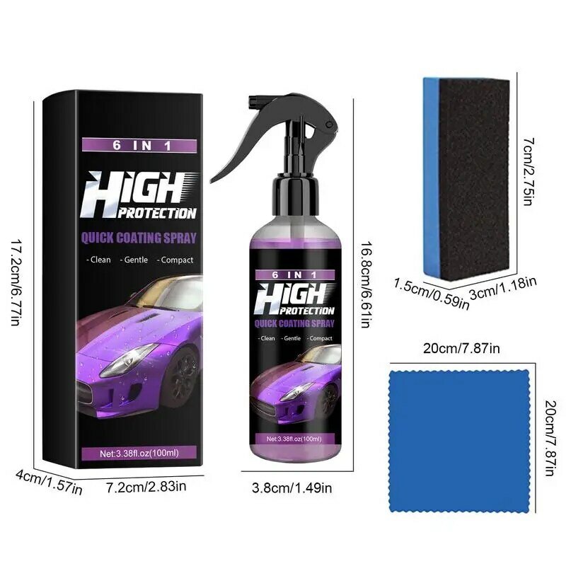 Ceramic Car Coating Spray 6 In 1 High Protection Quick Coating Spray Long Lasting Car Wax Polish Spray 100ml For Car Shield