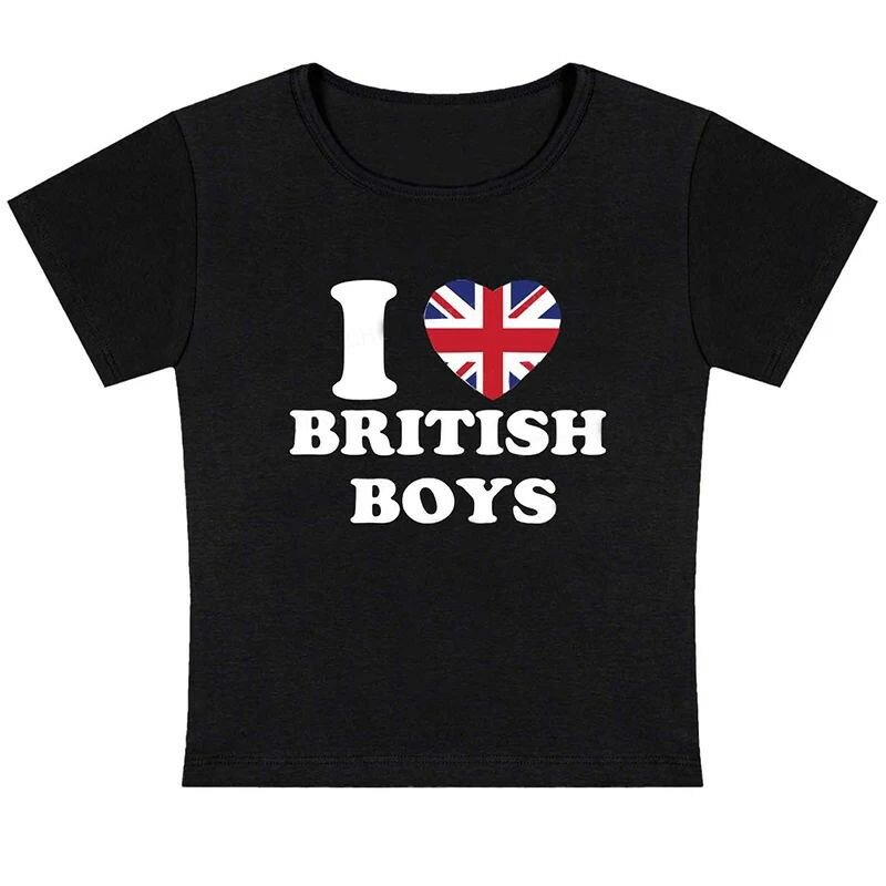 Jaqueta estética da moda feminina Y2K Top I love London Boys Baby T-shirts Fashion Street