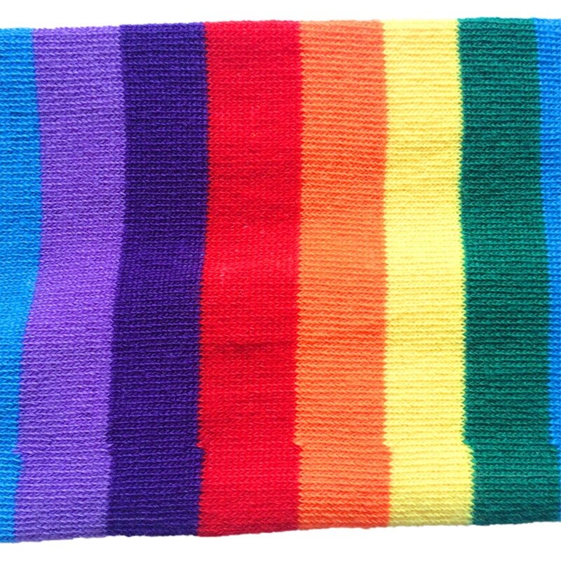 Bas longs rayés multicolores au dessus du genou, gants longs tricotés, accessoires fête 37JB