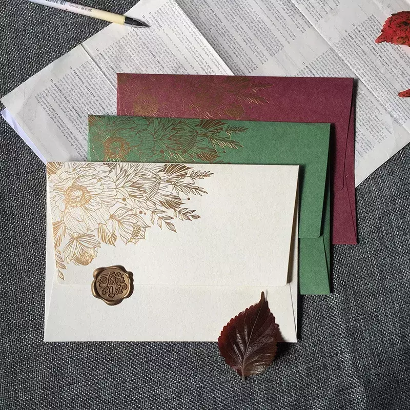 Sobres bronceadores occidentales, cubierta de papel de escritura Vintage, tarjetas de invitación de fiesta de boda, bolsa de embalaje de papelería coreana, 5 piezas