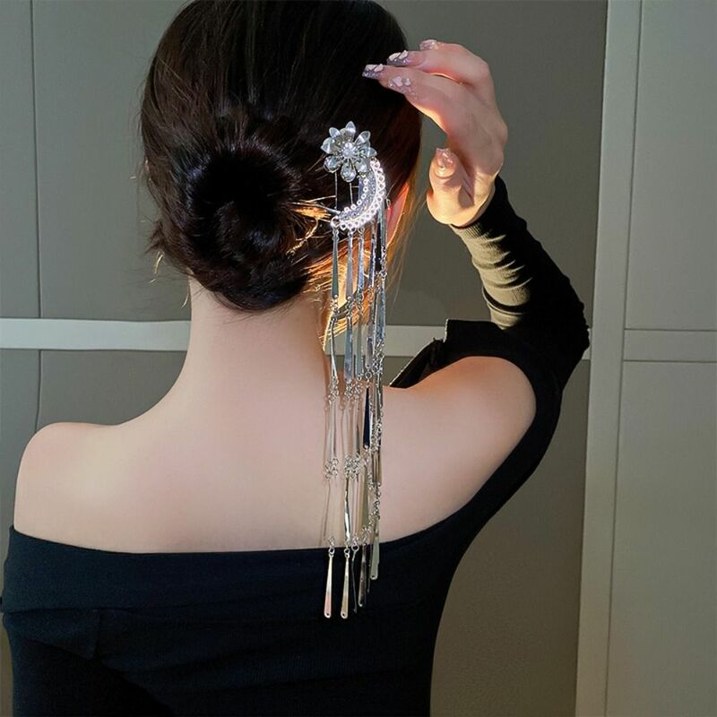 Нежная китайская расческа для волос в стиле ретро, U-образная шпилька для волос с кисточками, Классическая Цветочная вилка для волос с жемчугом, яркая шпилька для волос