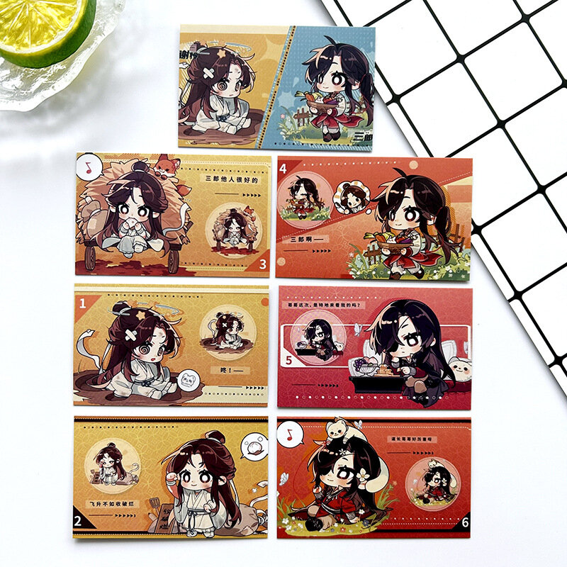 7pcs Heaven Blessing Q Version LOMO Card Tian Guan Ci Fu Xie Lian Hua Cheng 3 Inches HD Photocard Fans Gift Collect Souvenir