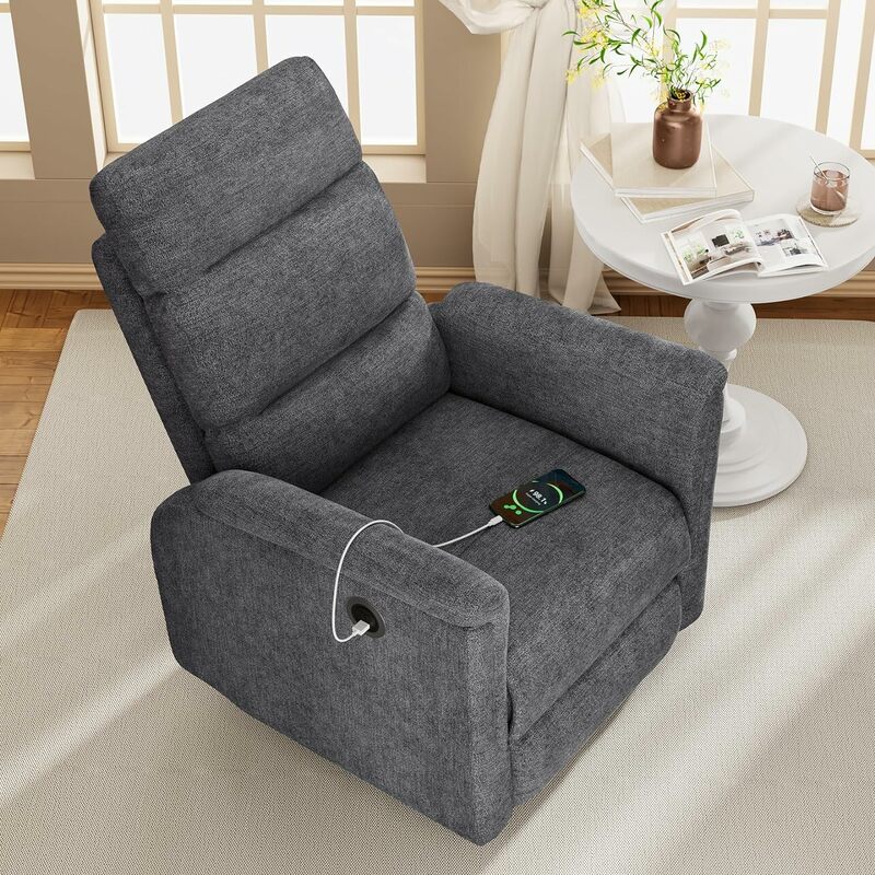 Fotel rozkładany, ergonomiczny fotel rozkładany z ładowaniem USB, mały elektryczny fotel rozkładany dla dorosłych 400 funtów, nowoczesne krzesła materiałowe