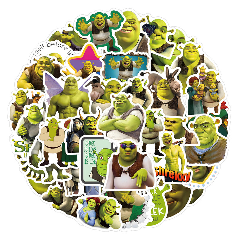 10/30/60/120 sztuk zabawa komedia animacja Shrek naklejki Cute Cartoon naklejki dla dzieci zabawka DIY telefon walizka deskorolka Graffiti naklejki