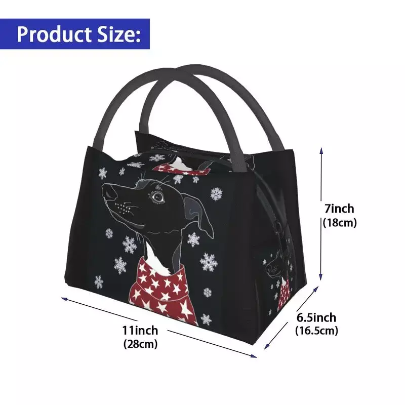 Cute Winter Whippet Resuable Lunch Box per le donne Lurcher a tenuta stagna Greyhound Dog Cooler Thermal Food Insulated Lunch Bag