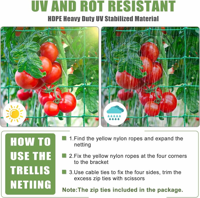 1 confezione durevole rete a traliccio da giardino supporto per piante rete in Nylon resistente per piante rampicanti pomodoro frutta uva verdura