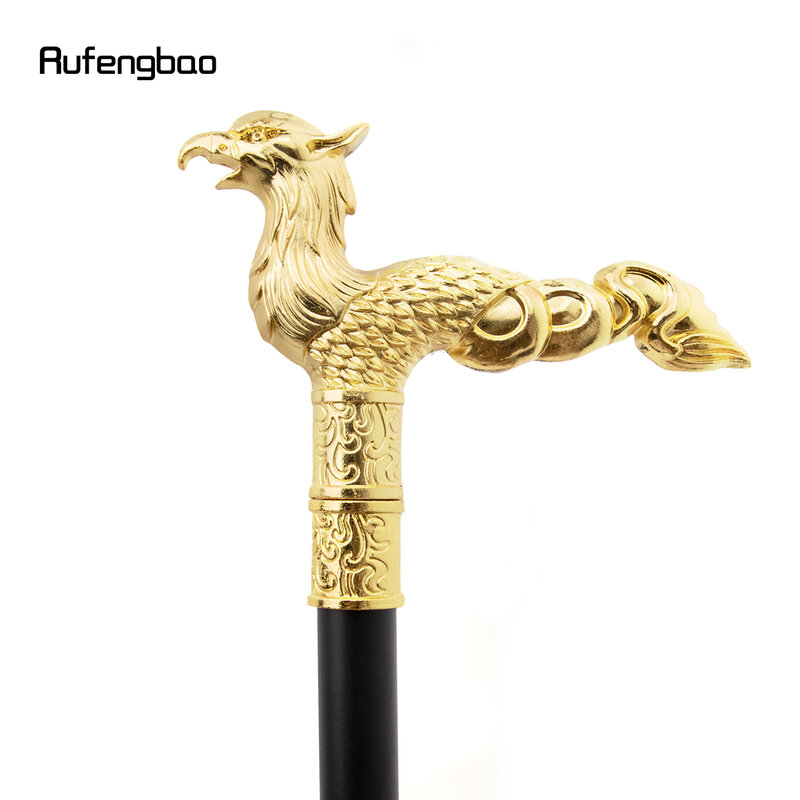 Golden Phoenix  Long Tail  Single Joint Walking Stick with Hidden Plate Self Defense Cane Plate Cosplay Crosier 93cm