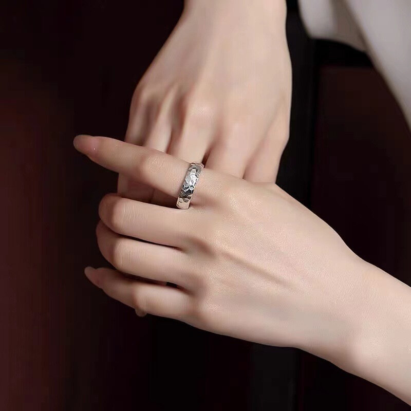 มาใหม่ล่าสุด925เงินสเตอร์ลิงแหวนผู้ชายลายนิ้วมืออุปกรณ์เสริมอินเทรนด์แหวนคู่ชายหญิงเครื่องประดับปรับ