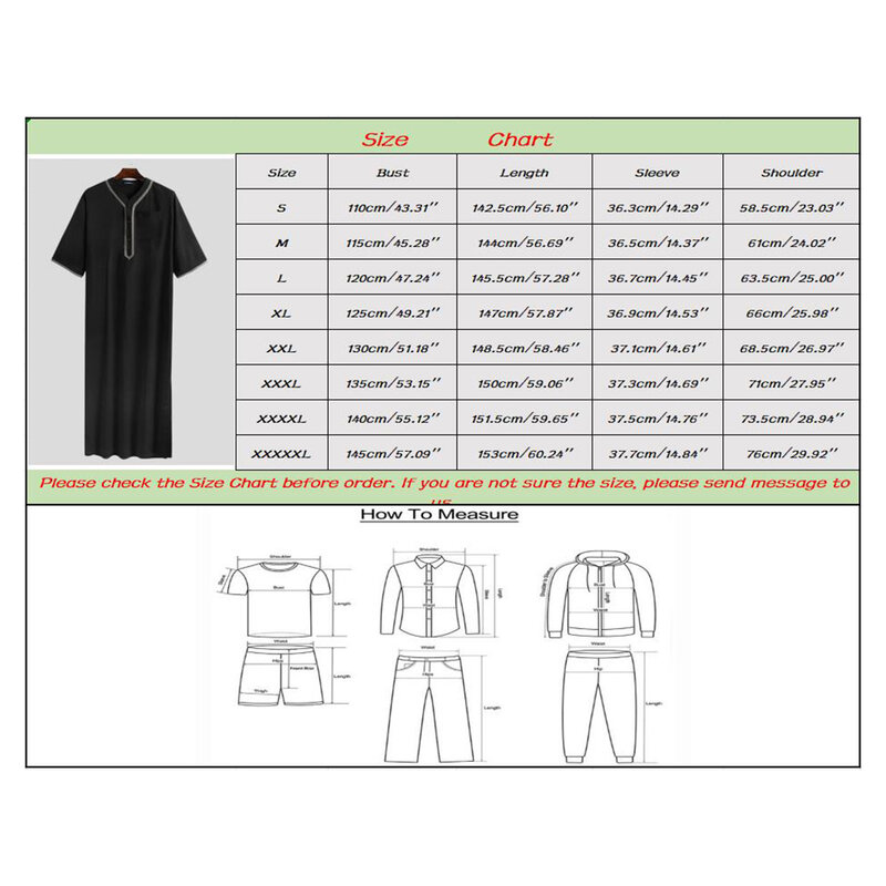 Kimono musulmán Jubba Thobe para hombre, túnica media con botones sólidos, camisa musulmana saudita, cuello levantado, caftán árabe islámico, Abayas, 2024