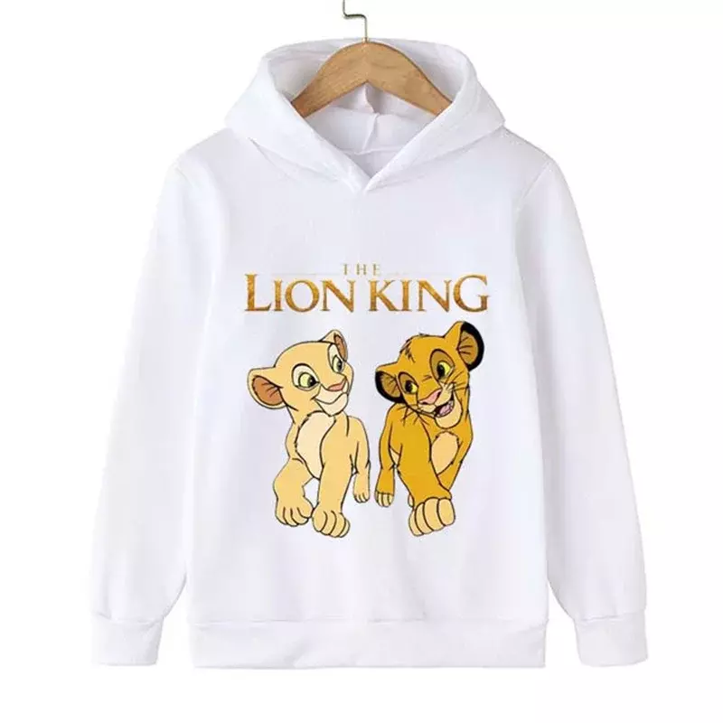 Disney Simba Graphic Sweats à capuche à manches longues pour hommes et femmes, The Discuting King Cartoon Sweatshirt imprimé pour garçons et filles, Vêtements pour enfants, Y