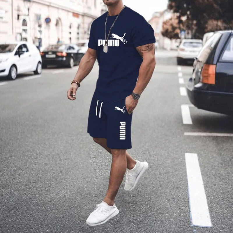 Men's short sleeve t-shirt and shorts, casual jogging outfit, workout set, summer fashion, new, 2-piece set, 2024