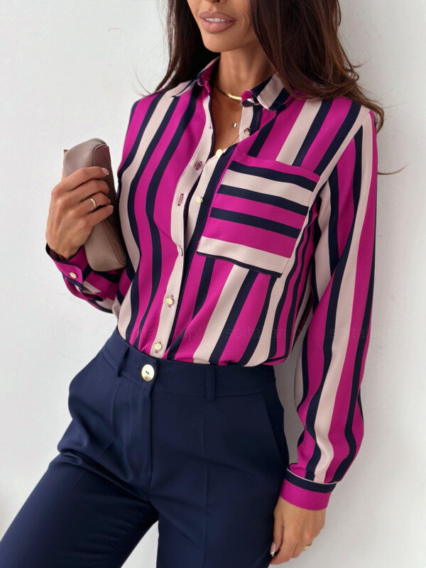 Женская свободная рубашка с длинным рукавом, Повседневная Удобная офисная блузка с V-образным вырезом и принтом, осень 2023