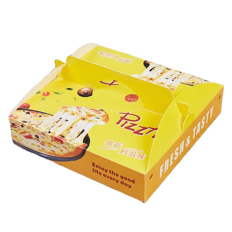 Prodotti personalizzati scatole per pizza stampate personalizzate con logo scatola di immagazzinaggio ecologica da 12 pollici pacchetto di consegna da asporto cibo