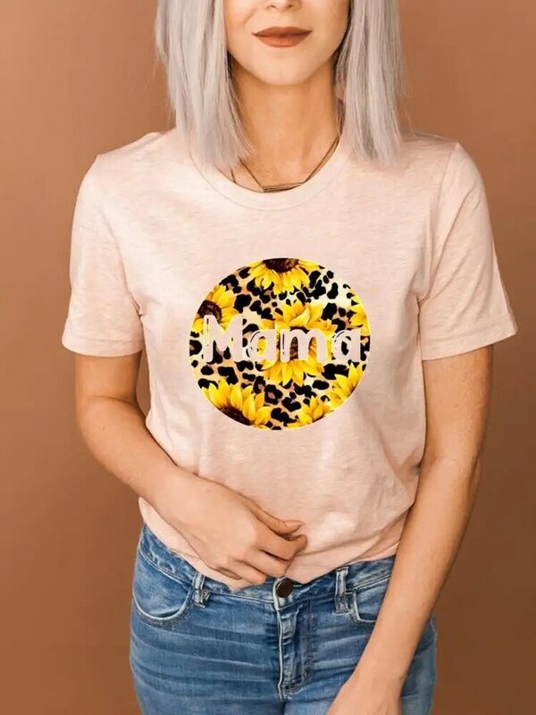 Camiseta con estampado de flores para mujer, ropa básica de manga corta, con estampado de letras de los años 90