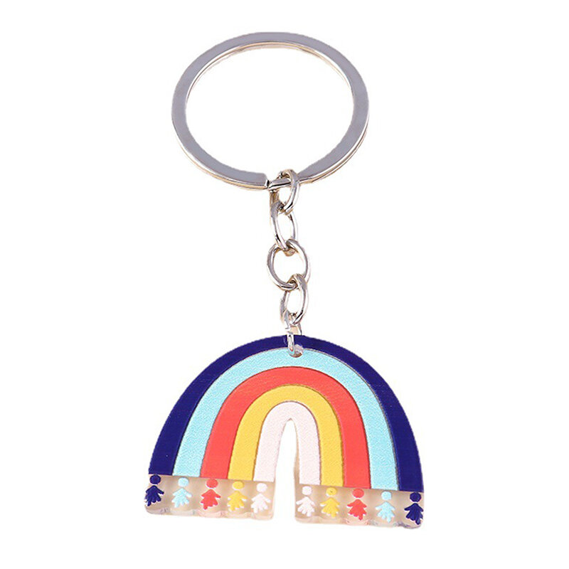 Kleurrijke Regenboog Sleutelhanger Smile Cloud Sleutelhangers Hars Sleutelhangers Voor Dames Meisjes Handtas Cadeau Sieraden Accessoires